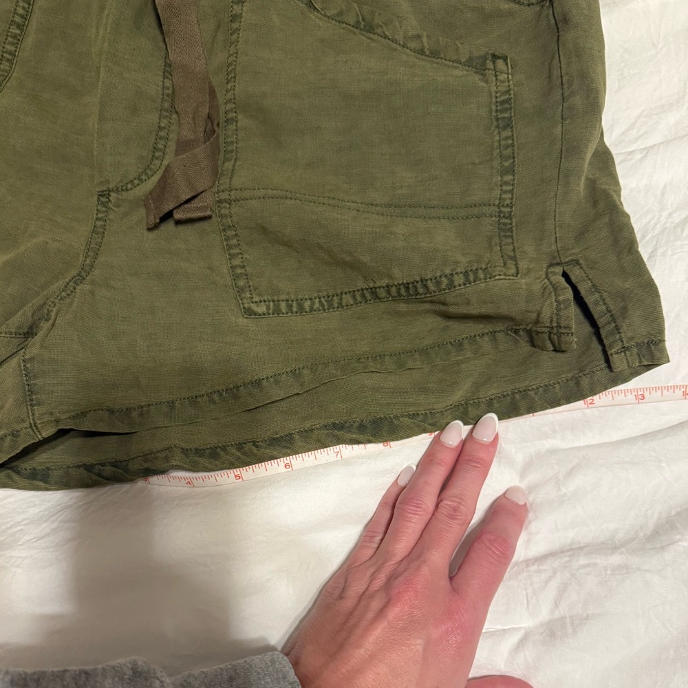 Pilcro Olive Linen Drawstring Shorts - Picture 7 of 7
